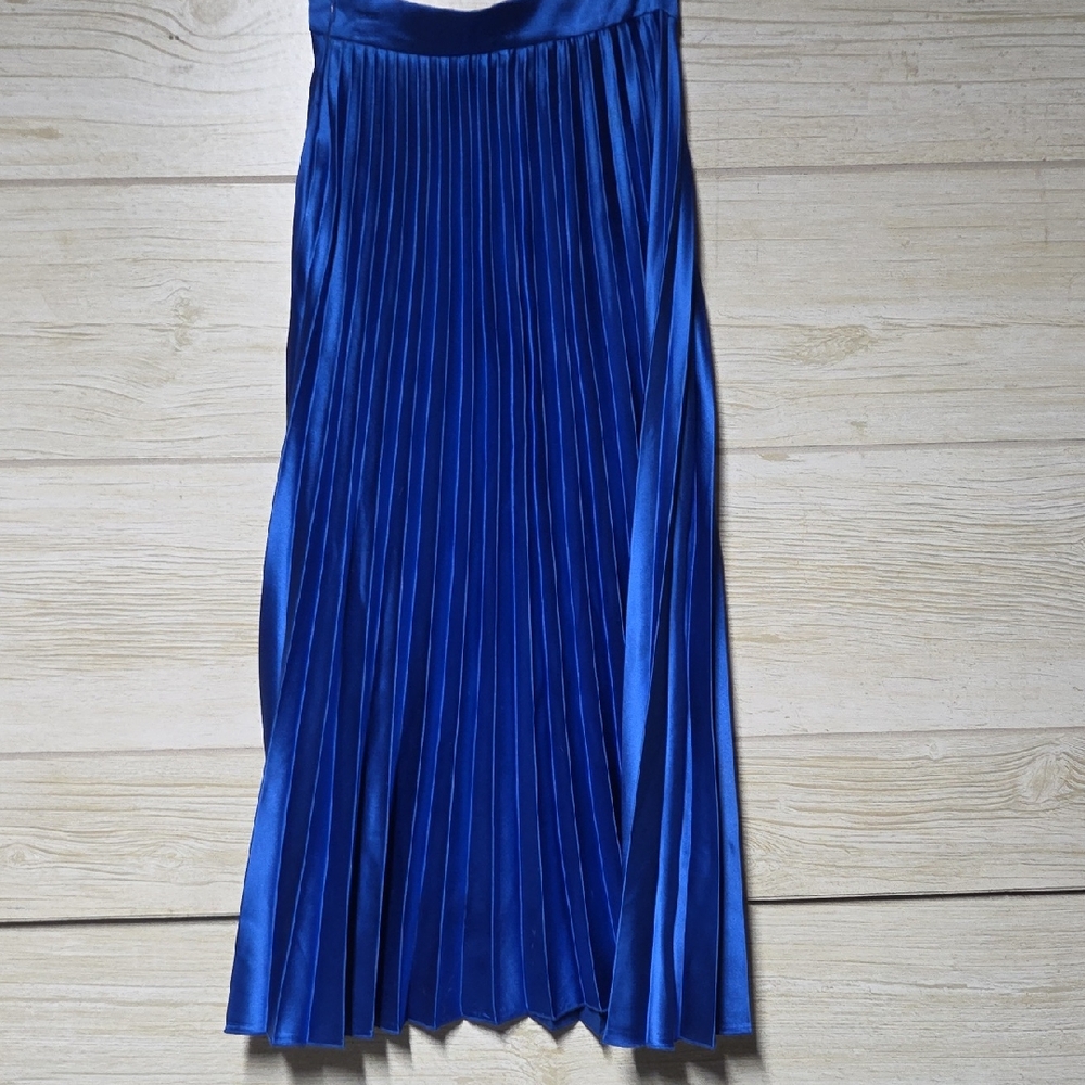 Chic Royal Blue Pleated Maxi Skirt